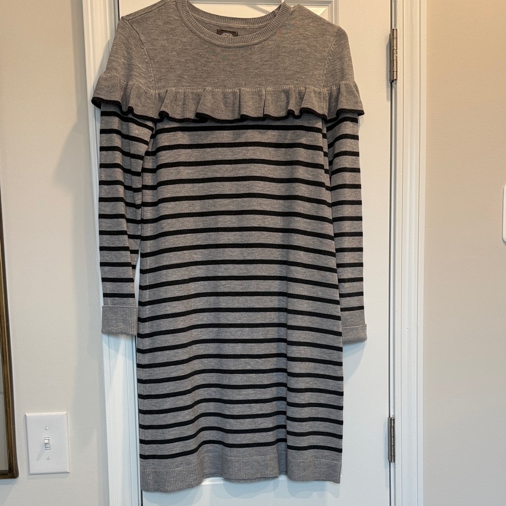 Vince Camuto Gray and Black Striped Dress